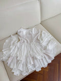 Cifeeo-back to school outfits Simple A Line Spaghetti Straps Chiffon Short White Homecoming Dresses Birthday Outfit C2272