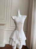 Cifeeo-back to school outfits Simple A Line Spaghetti Straps Chiffon Short White Homecoming Dresses Birthday Outfit C2272