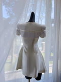 Cifeeo-back to school outfits Simple A Line Scoop White Short Satin Homecoming Dresses Birthday Outfit C2276