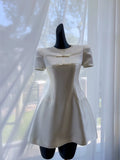 Cifeeo-back to school outfits Simple A Line Scoop White Short Satin Homecoming Dresses Birthday Outfit C2276