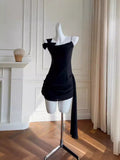Cifeeo-back to school outfits Simple Sheath Spaghetti Straps Chiffon Short Black Homecoming Dresses Birthday Outfit C2279