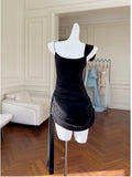 Cifeeo-back to school outfits Simple Sheath Spaghetti Straps Chiffon Short Black Homecoming Dresses Birthday Outfit C2279