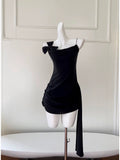 Cifeeo-back to school outfits Simple Sheath Spaghetti Straps Chiffon Short Black Homecoming Dresses Birthday Outfit C2279