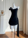 Cifeeo-back to school outfits Simple Sheath Spaghetti Straps Chiffon Short Black Homecoming Dresses Birthday Outfit C2279