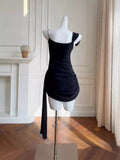 Cifeeo-back to school outfits Simple Sheath Spaghetti Straps Chiffon Short Black Homecoming Dresses Birthday Outfit C2279