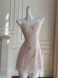 Cifeeo-back to school outfits Simple A line Spaghetti Straps Lace Short Homecoming Dresses Birthday Outfit C2288