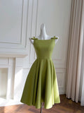 Cifeeo-back to school outfits Simple A Line Straps Green Short Satin Homecoming Dresses 18th Birthday Outfit C2292