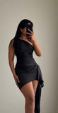 Cifeeo-back to school outfits Simple Sheath One Shoulder Black Short Homecoming Dresses Birthday Outfit C2296