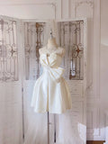 Cifeeo-back to school outfits Simple A line Spaghetti Straps Ivory Mini Party Dress Short Homecoming Dresses C2339