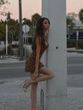 Cifeeo-back to school outfits Sexy A line Spaghetti Straps Leopard Homecoming Dresses Short Birthday Outfits C2408