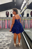 Cifeeo-back to school outfits Sexy Sequin Scoop A-line Short Homecoming Dress C2436