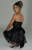 Cifeeo-back to school outfits Sparkling V-neck A-line Mini Prom Dress With Bow Black Homecoming Dresses C2444