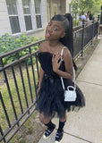Cifeeo-back to school outfits Simple Ball Gown 16th Birthday Outfit Hoco Dress Black Short Ruffles Homecoming Dresses C2457