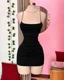 Cifeeo-back to school outfits Simple Sheath Spaghetti Straps Black Homecoming Dresses Short Little Black Dress C2561