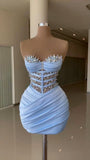 Cifeeo-back to school outfits Sexy 18th Birthday Outfits Sheath Homecoming Dress Short Mini Party Dress With Beads C2575