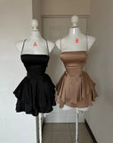 Cifeeo-back to school outfits Sexy A line Spaghetti Straps Silk Satin Short Birthday Outfits Homecoming Dresses C2615