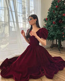 Cifeeo-back to school outfits A-Line V-Neck Velour Homecoming Dresses Puff Short Sleeves Beads Elegant Prom Dresses Party Dress C2726