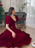 Cifeeo-back to school outfits A-Line V-Neck Velour Homecoming Dresses Puff Short Sleeves Beads Elegant Prom Dresses Party Dress C2726