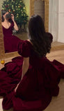 Cifeeo-back to school outfits A-Line V-Neck Velour Homecoming Dresses Puff Short Sleeves Beads Elegant Prom Dresses Party Dress C2726
