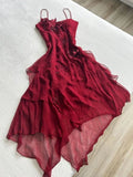 Cifeeo-back to school outfits 20th Birthday High Low Spaghetti Straps Burgundy Chiffon Homecoming Dresses Short Party Dress C2916