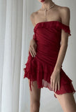 Cifeeo-back to school outfits 20th Birthday High Low Off The Shoulder Burgundy Chiffon Homecoming Dresses Short Party Dress C2918