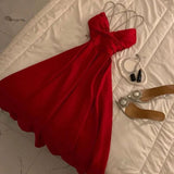 Cifeeo-back to school outfits 20th Birthday A line Spaghetti Straps Red Homecoming Dresses Knee Length Party Dress C2965