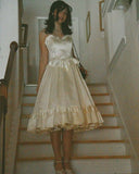 Cifeeo-back to school outfits Vintage 18th Birthday A Line Spaghetti Straps Satin Homecoming Dresses Knee Length Party Dress C2983