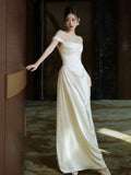 Cifeeo- Vintage Mermaid Off Shoulder Wedding Dress White Wedding Dress C303