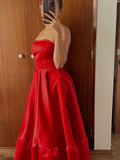 Cifeeo-Cyber Monday Christmas party outfits Vintage Ball Gown Strapless Red Tea Length Prom Dresses Evening Gowns C3062