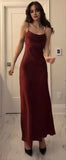 Cifeeo-Cyber Monday Christmas party outfits Vintage A Line Spaghetti Straps Burgundy Satin Long Prom Dresses Evening Dress C3085