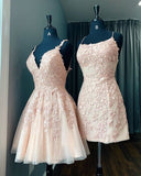 Cifeeo-back to school outfits 2025 Cute A line Spaghetti Straps Sleeveless Appliques Tulle Short Homecoming Dresses C3117