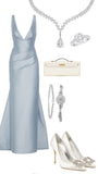 Cifeeo-Cyber Monday Christmas party outfits Pretty Sheath V Neckline Light Sky Blue Satin Long Party Dress Prom Dresses C3143