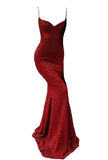 Cifeeo-Cyber Monday Christmas party outfits Elegant Mermaid Spaghetti Straps Burgundy Sequin Long Prom Dresses Party Dress C3159