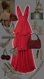 Cifeeo-Cyber Monday Christmas party outfits Elegant A Line V Neckline Chiffon Red Long Prom Dresses Evening Dress C3168