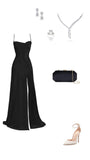 Cifeeo-Cyber Monday Christmas party outfits Elegant Mermaid Spaghetti Straps Black Slit Long Prom Dresses Party Dress C3170