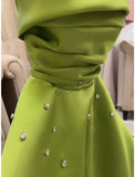 Cifeeo-Cyber Monday Christmas party outfits Classy A Line Spaghetti Straps Bud Green Satin Beads Prom Dresses Evening Dress C3183