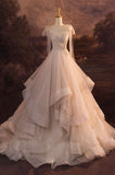 Cifeeo- Elegant V-Neck Tulle Long Ball Gown Wedding Dress C320