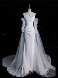 Cifeeo- Elegant Mermaid Off The Shoulder Tulle Wedding Dress C321