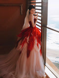 Cifeeo-Cyber Monday Christmas party outfits Pretty Ball Gown Sweetheart Tulle Long Red Layers Prom Dresses Sweet 16 Dresses C3210