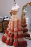 Cifeeo-Cyber Monday Christmas party outfits Pretty Ball Gown Strapless Tulle Layers Long Pink Ruffles Prom Dresses Sweet 16 Dresses C3217