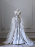 Cifeeo- Elegant Mermaid Sweetheart Tulle Lace Long Wedding Dresses C328