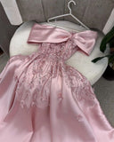 Cifeeo-Cyber Monday Christmas party outfits Cute A Line Off The Shoulder Pink Long Satin Beads Long Prom Dresses Party Dress C3283