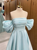 Cifeeo-Cyber Monday Christmas party outfits Simple Satin Off Shoulder Long Party Dress A-line Prom Dress C3287