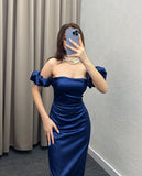 Cifeeo-Cyber Monday Christmas party outfits Sexy Sheath Off The Shoulder Royal Blue Long Satin Prom Dresses Party Dress C3289