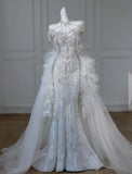 Cifeeo- Elegant Mermaid Sweetheart Tulle Lace Long Wedding Dresses C328