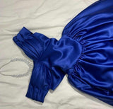 Cifeeo-Cyber Monday Christmas party outfits Sexy A line Off The Shoulder Royal Blue Prom Dress With Pleated Long Satin Prom Dresses Party Dress C3300