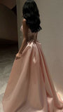 Cifeeo-Cyber Monday Christmas party outfits Classy A Line Strapless Pink Long Satin Party Dress Prom Dresses Evening Dress C3306