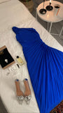 Cifeeo-Cyber Monday Christmas party outfits Classy Sheath One Shoulder Royal Blue Chiffon Long Party Dress Prom Dresses Evening Dress C3326