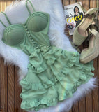 Cifeeo-back to school outfits 18th Birthday A Line Spaghetti Straps Mint Green Chiffon Ruffles Homecoming Dresses Short Mini Birthday Dress C3419