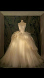 Cifeeo- Elegant Ball Gown Strapless Satin Long Tulle Wedding Dresses With Ruffles CC350